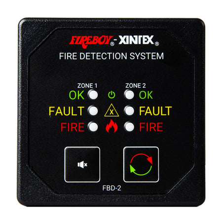 Fireboy-Xintex Two Zone Detection & Alarm Panel - 2-5/8" Display - 12/24V DC