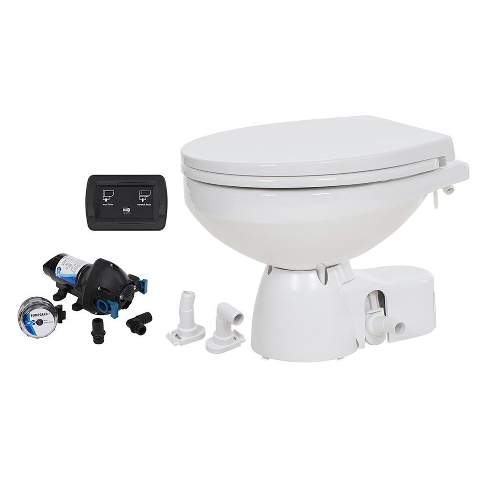 Jabsco Quiet Flush E2 Raw Water Toilet Regular Bowl - 12V &ndash; Soft Close Lid