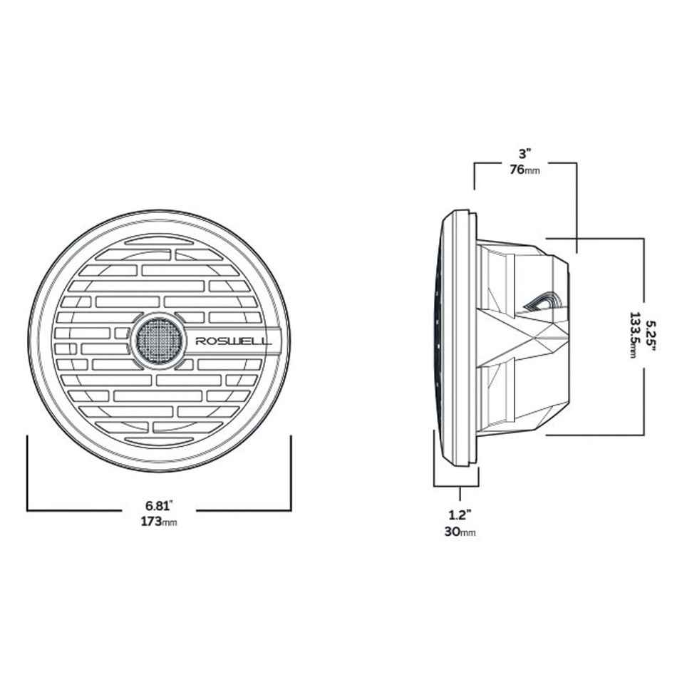 Roswell R1 6.5* Marine Speakers - Black - 80W RMS & 160W Peak Power