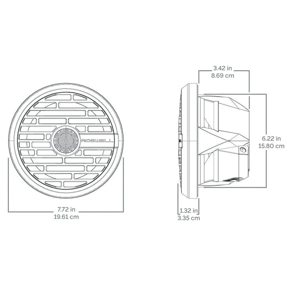 Roswell R1 7.7* Marine Speakers - White - 90W RMS & 180W Peak Power