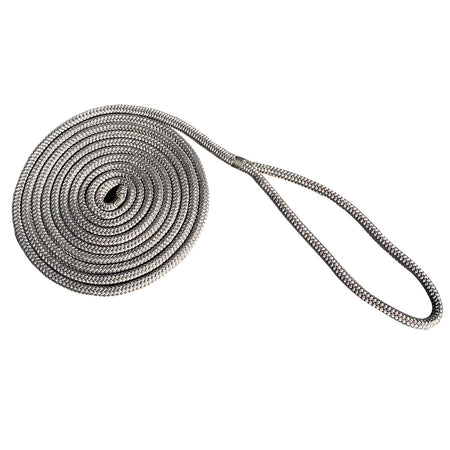New England Ropes 5058-12-00015 3/8" x 15' Nylon Double Braid Dock Line - Grey
