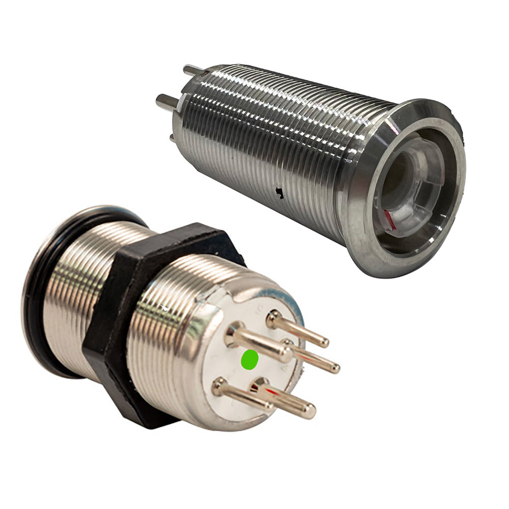 Bluewater 22mm Inrush Push Button Switch Momentary - Blue/Red LED - Switch Body Only