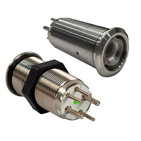 Bluewater 19mm Inrush Push Button Switch Momentary Off-(On) - Blue/Red LED - Switch Body Only