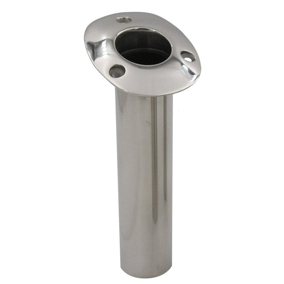 C.E. Smith 70 Series Standard Flush Mount Rod Holder - 15 Degree - Stainless Steel - Cast Bottom - Black Liner