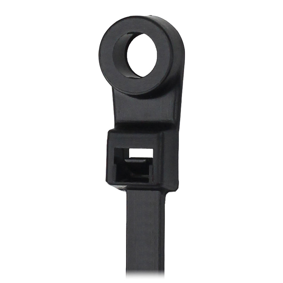 Pacer 8" Cable Tie w/Mounting Ring - Black - 50lb Tensile Strength - 2" Bundle Diameter - 100 Piece Bag