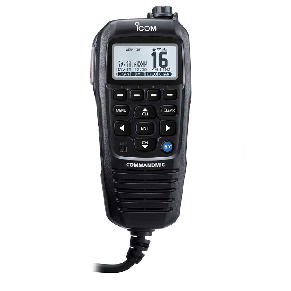 Icom HM195 CommandMic* IV with White BlackLit LCD - Black