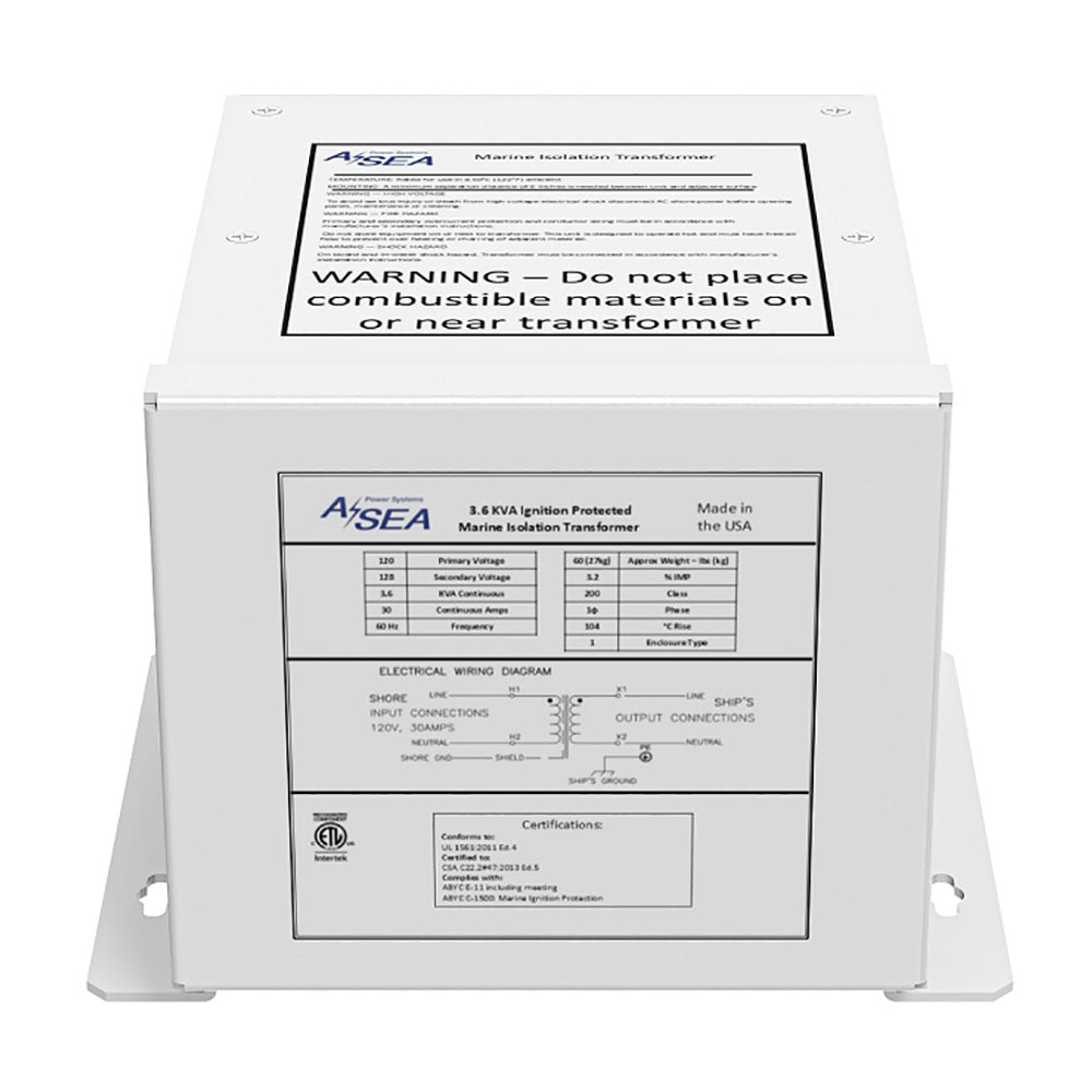 ASEA Power Systems 3.6 kVA Marine Isolation Transformer for Boat Safety and Power Protection