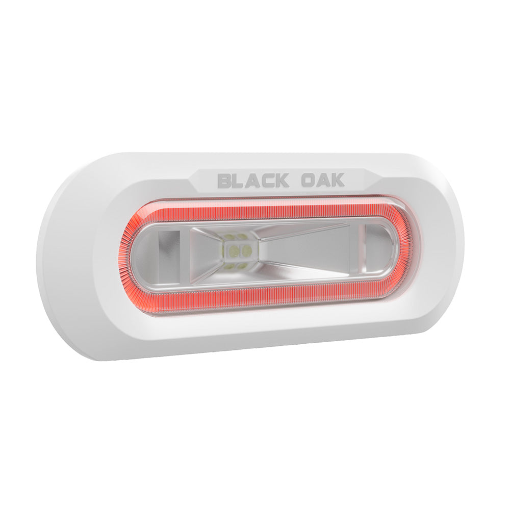Black Oak LED MLPS-FR Low Pro Marine Spreader Light - Flush Mount - White Housing with Red LED