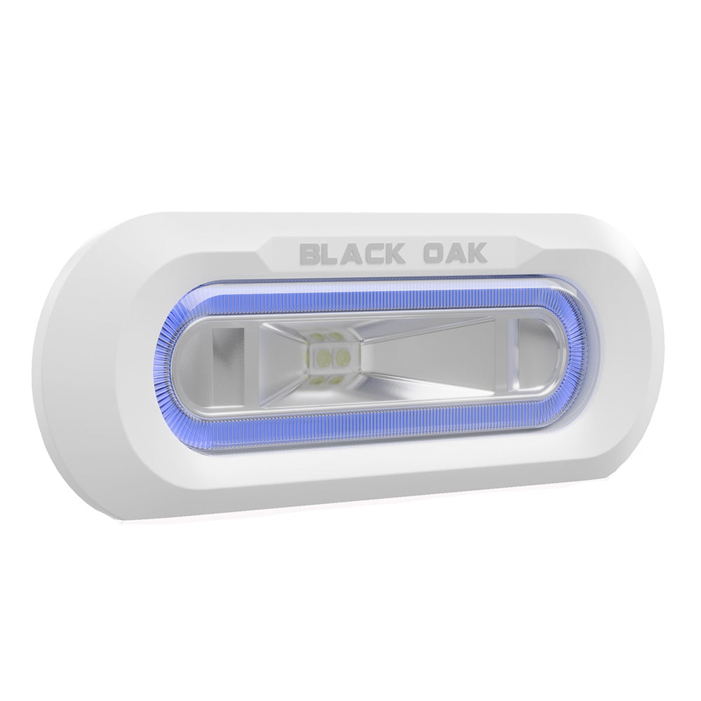 Black Oak LED MLPS-FB Low Pro Marine Spreader Light - Flush Mount - White Housing - Blue LED