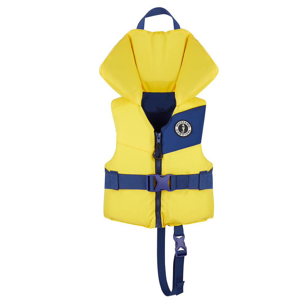 Mustang Survival Lil' Legends Infant Foam Vest - Yellow and Navy, Front-Entry PFD for Kids up to 30 lbs