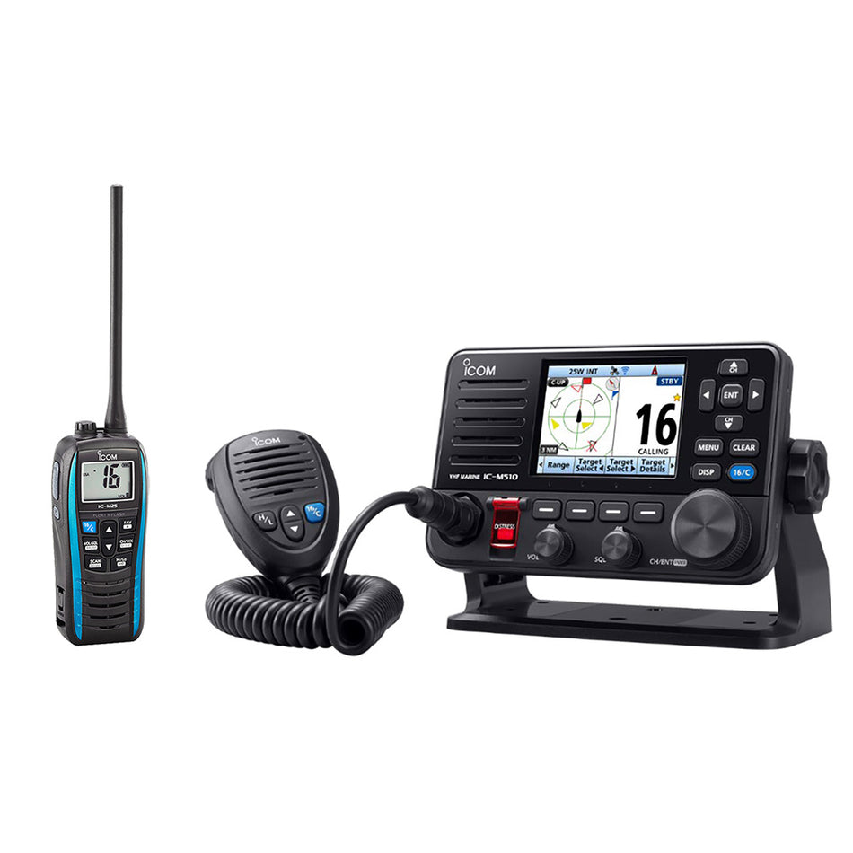 Icom M510 EVO 41 VHF with NMEA 2000 & Free M25 Floating Handheld Radio - 5W - Blue