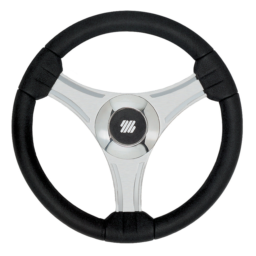 Uflex USA Tavolara 13.8" Black Polyurethane Steering Wheel with Silver Spokes - Part Number 65277N