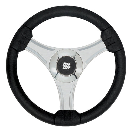 Uflex USA Tavolara 13.8" Black Polyurethane Steering Wheel with Silver Spokes - Part Number 65277N