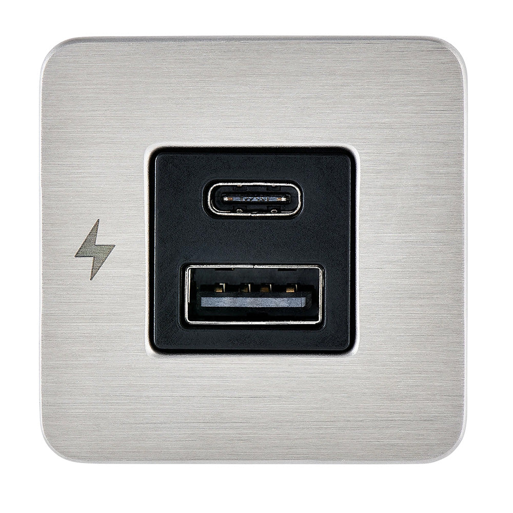 Scanstrut SC-TILE-11 USB-A/USB-C Interior Charging Socket - 12/24V - Stainless Steel Bezel