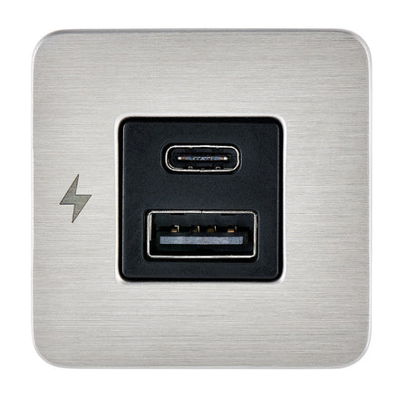Scanstrut SC-TILE-11 USB-A/USB-C Interior Charging Socket - 12/24V - Stainless Steel Bezel