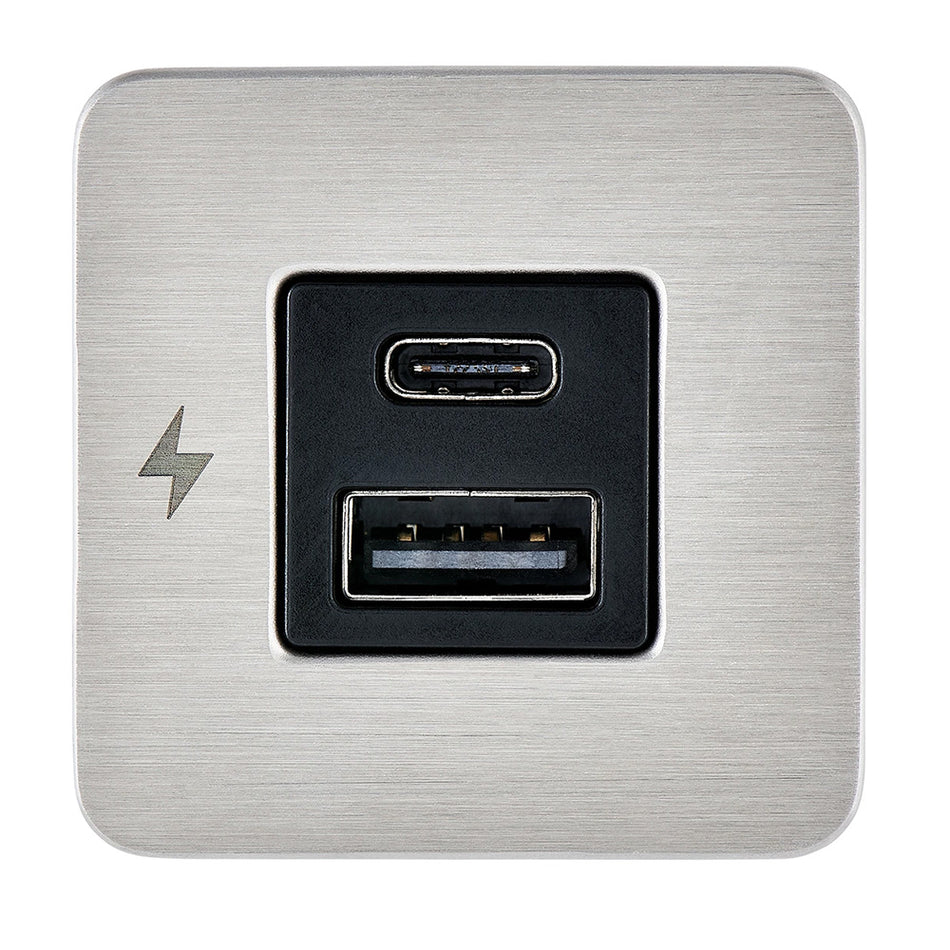 Scanstrut SC-TILE-11 USB-A/USB-C Interior Charging Socket - 12/24V - Stainless Steel Bezel