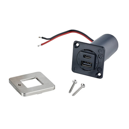 Scanstrut SC-TILE-11 USB-A/USB-C Interior Charging Socket - 12/24V - Stainless Steel Bezel