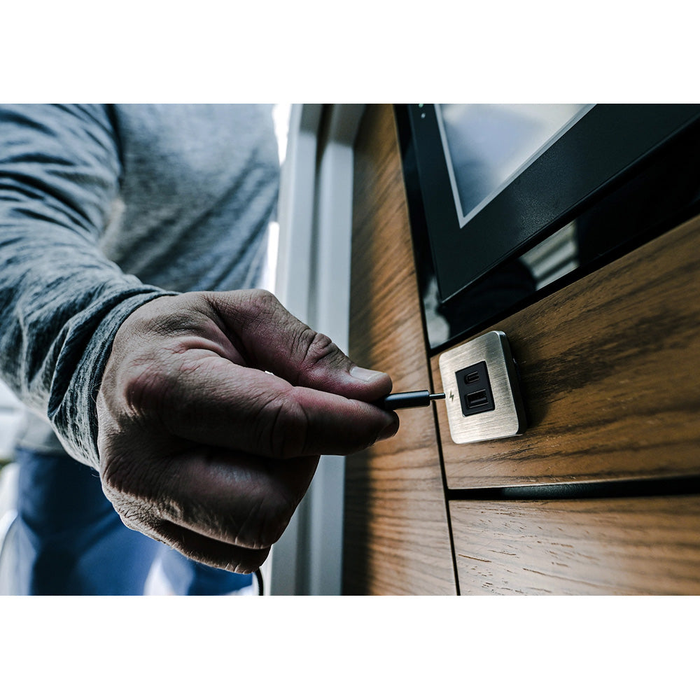 Scanstrut SC-TILE-11 USB-A/USB-C Interior Charging Socket - 12/24V - Stainless Steel Bezel