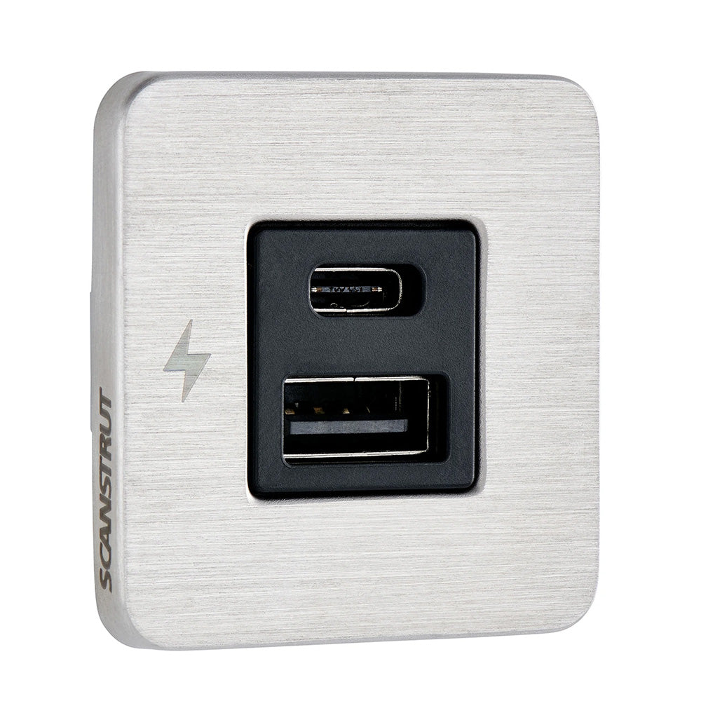 Scanstrut SC-TILE-11 USB-A/USB-C Interior Charging Socket - 12/24V - Stainless Steel Bezel