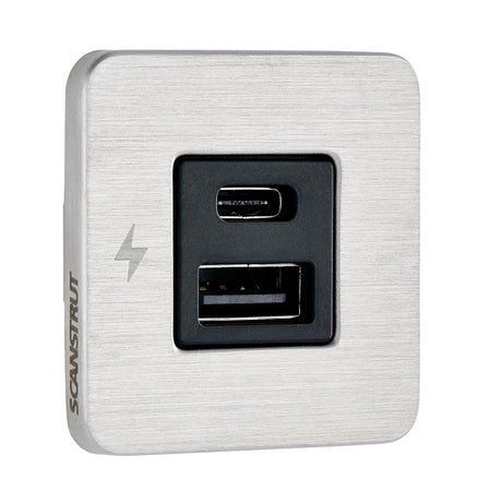 Scanstrut SC-TILE-11 USB-A/USB-C Interior Charging Socket - 12/24V - Stainless Steel Bezel
