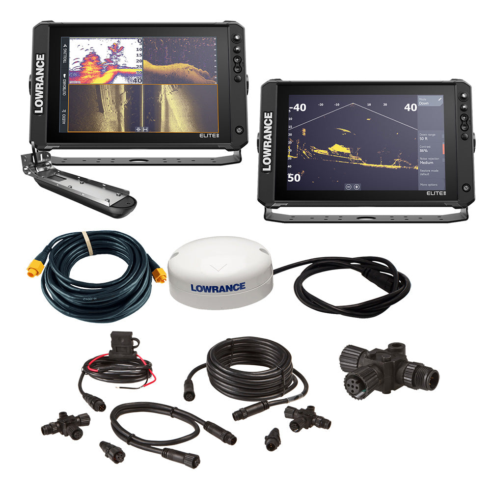 Lowrance Elite FS 12 BOAT in A BOX with Active Imaging 3-in-1 - 2 Displays, TD, GPS Antenna, Starter Kit, 25' Ethernet Cable