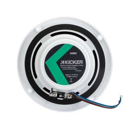 KICKER KM60 6.5" Marine Coaxial Speakers w/1/2" Tweeters - 4 OHM - White w/RGB LEDs