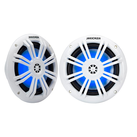 KICKER KM60 6.5" Marine Coaxial Speakers w/1/2" Tweeters - 4 OHM - White w/RGB LEDs