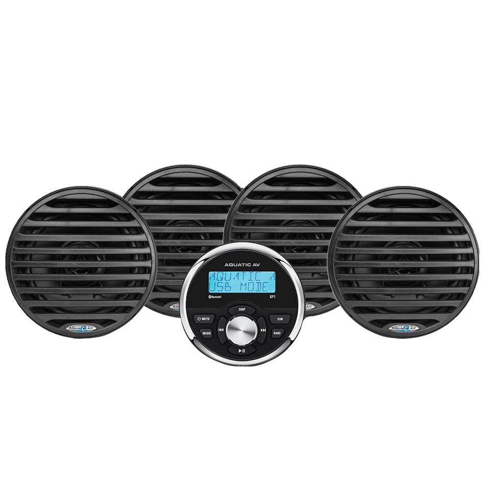Aquatic AV Economy Gauge Stereo/Speakers Kit - Black