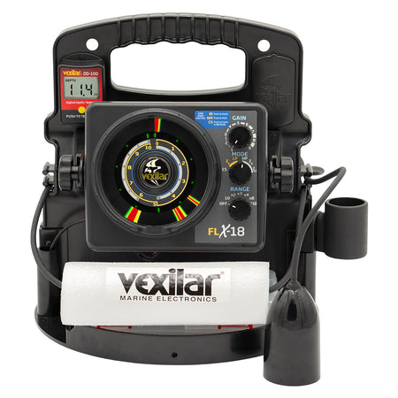 Vexilar FLX-18 Pro Pack II Ice Fishing System with 12-Degree Ice-Ducer and Digital Depth Gauge