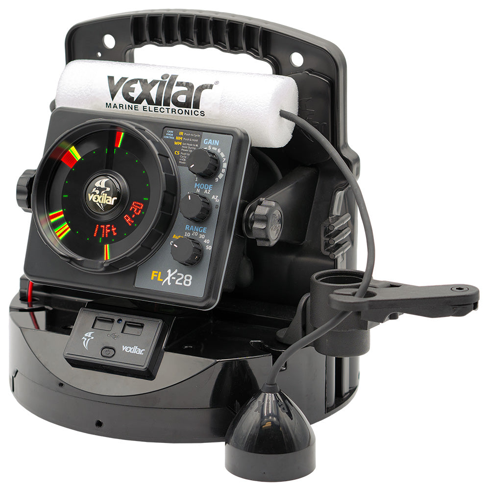 Vexilar FLX-28 Pro Pack Elite Fishing System with Pro View Ice-Ducer and Lithium Battery