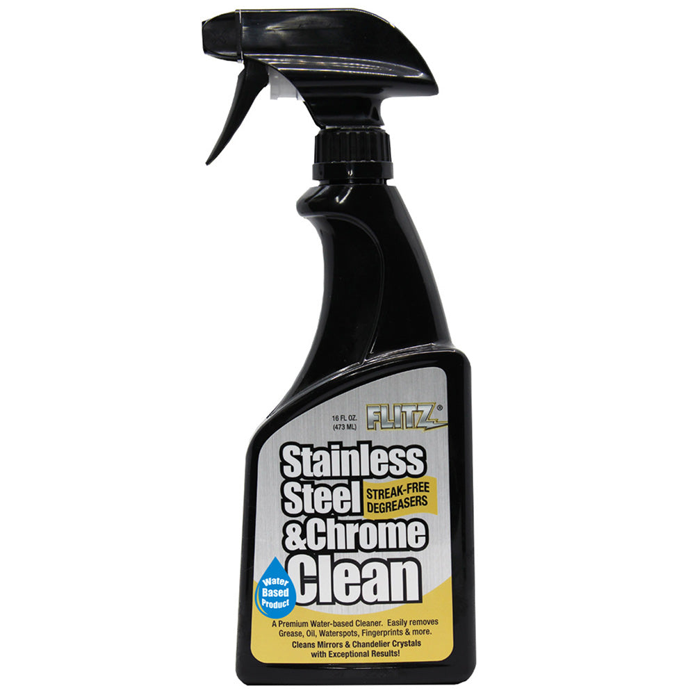 Flitz Stainless Steel & Chrome Cleaner with Degreaser - 16oz | Safe, Streak-Free Shine for Appliances and Vehicles