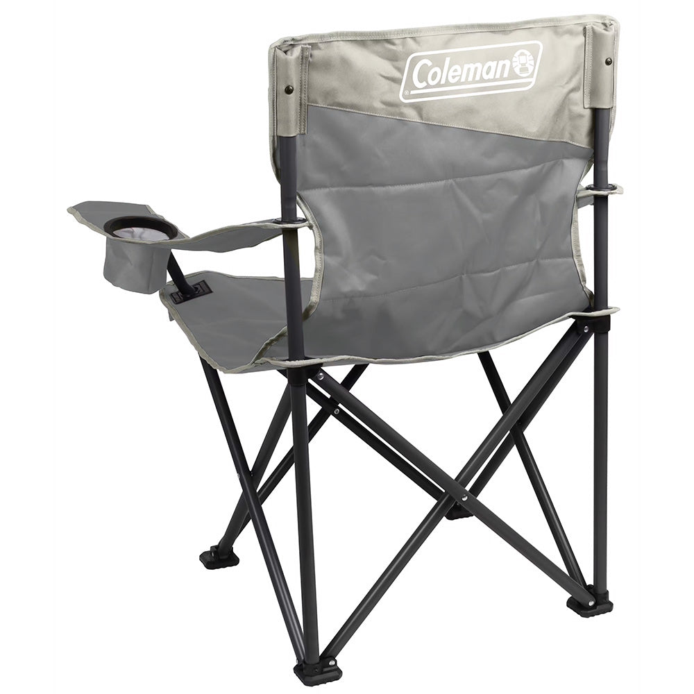 Coleman Big & Tall Quad Camping Chair in Grey * Heavy-Duty Support with Comfort Features