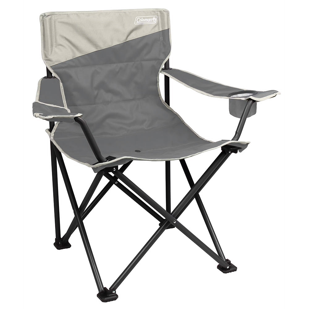 Coleman Big & Tall Quad Camping Chair in Grey * Heavy-Duty Support with Comfort Features