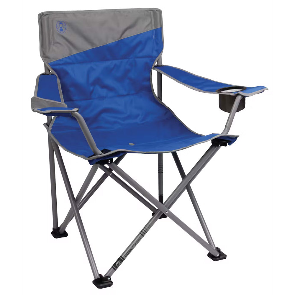 Coleman Big & Tall Camping Chair in Blue * Extra Wide, Heavy Duty Folding Chair with Cup Holder and Carry Bag