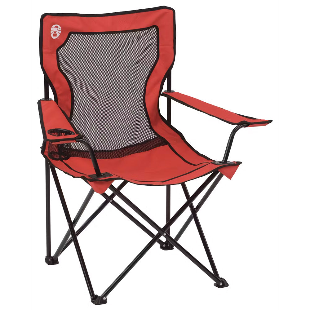 Coleman Broadband Mesh Quad Chair - Red with Comfortable Steel Frame and Mesh Back