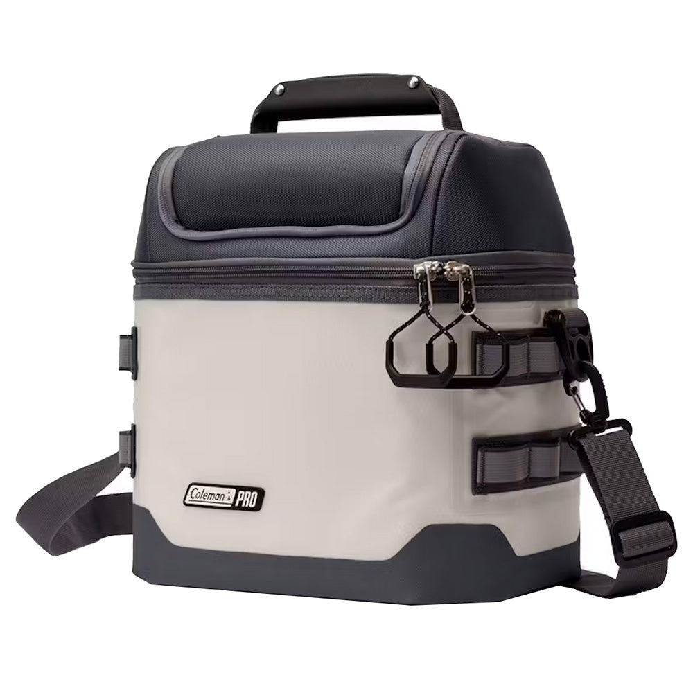 Coleman Pro 16-Can Soft Cooler in Mushroom - Durable Insulated Bag with Dry Storage and Reflective Webbing