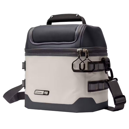 Coleman Pro 16-Can Soft Cooler in Mushroom - Durable Insulated Bag with Dry Storage and Reflective Webbing