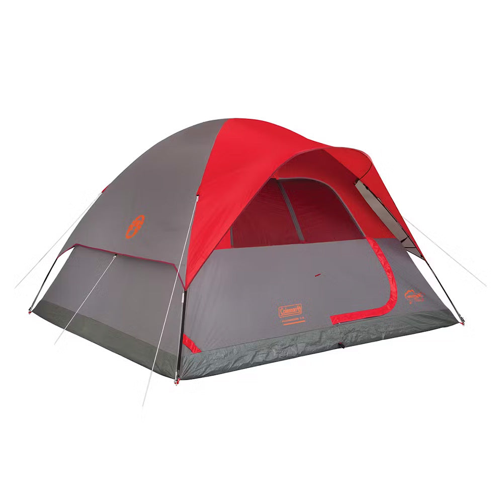 Coleman Flatwoods II 6-Person Lightweight Dome Tent - Red, Easy Setup for Family Camping