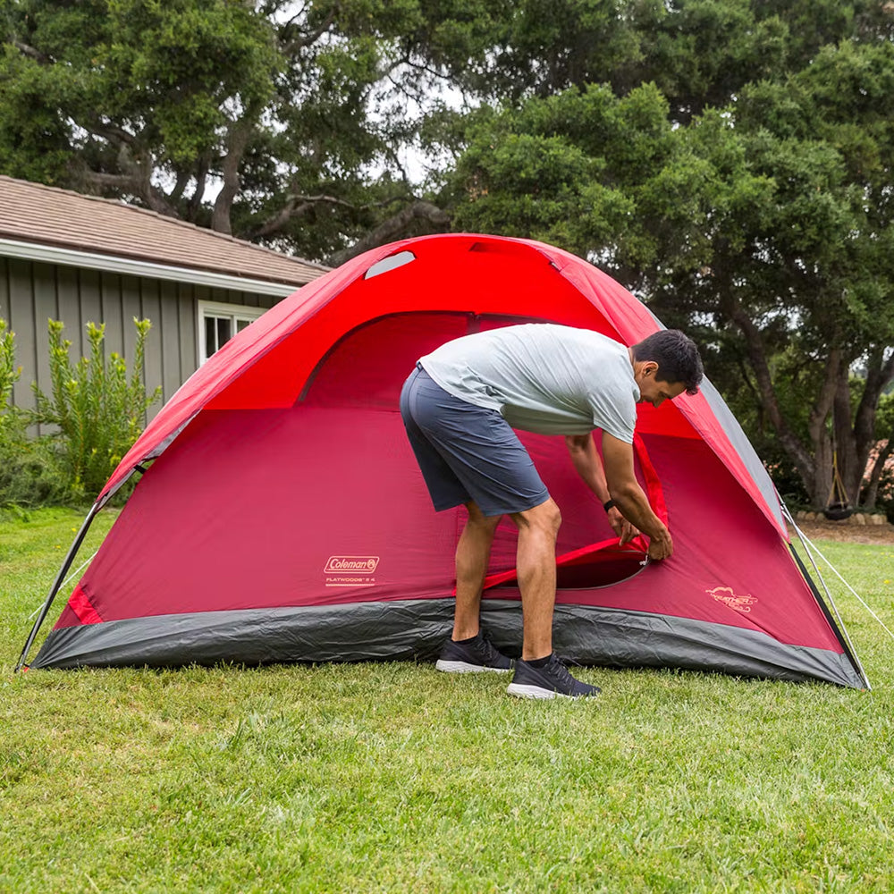 Coleman Flatwoods II 6-Person Lightweight Dome Tent - Red, Easy Setup for Family Camping