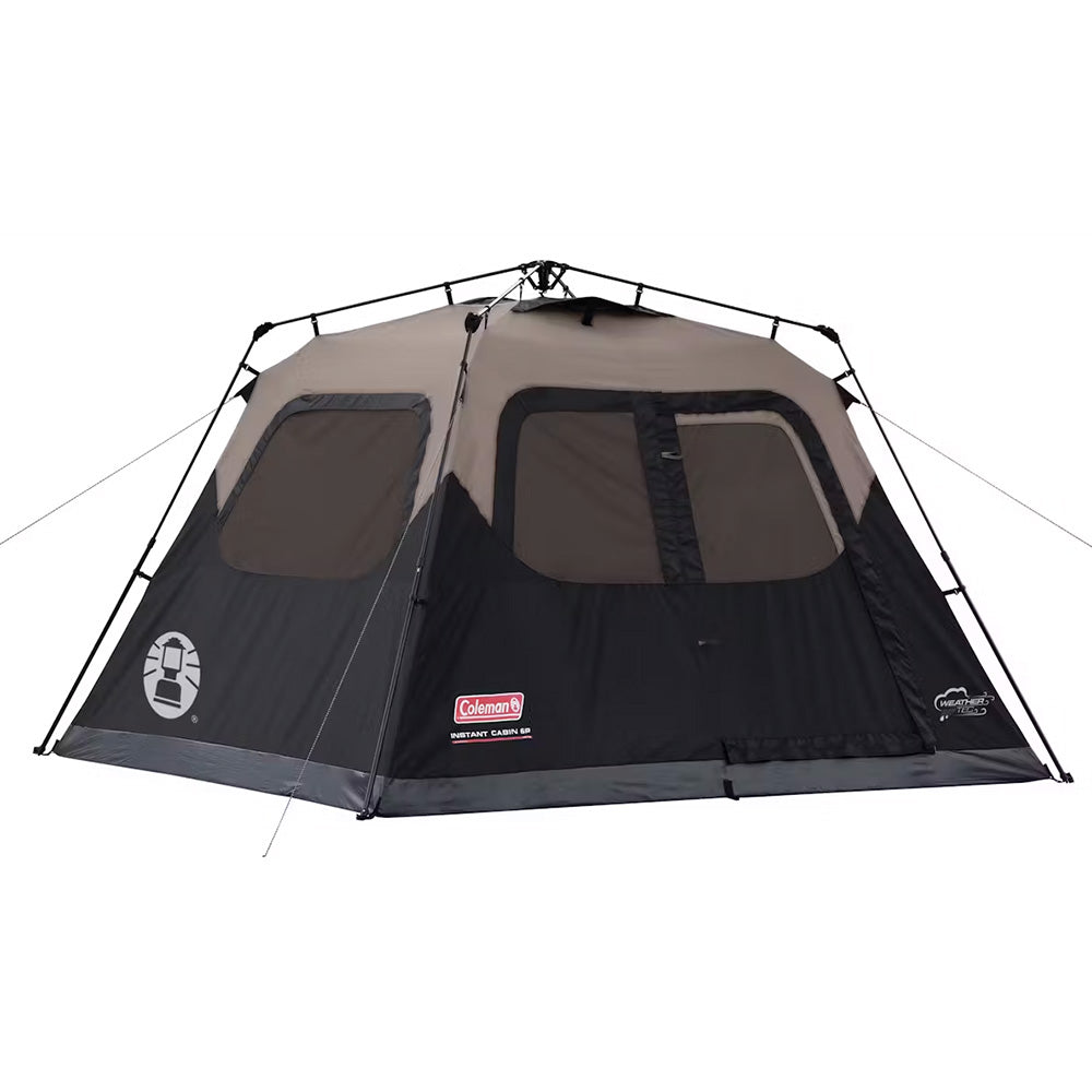 Coleman 6-Person Instant Cabin Tent in Black * Easy Setup, Weatherproof Camping Shelter