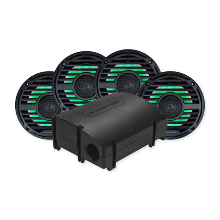 Aquatic AV PRO Classic Black Platinum Marine Speaker and Bluetooth Subwoofer Kit