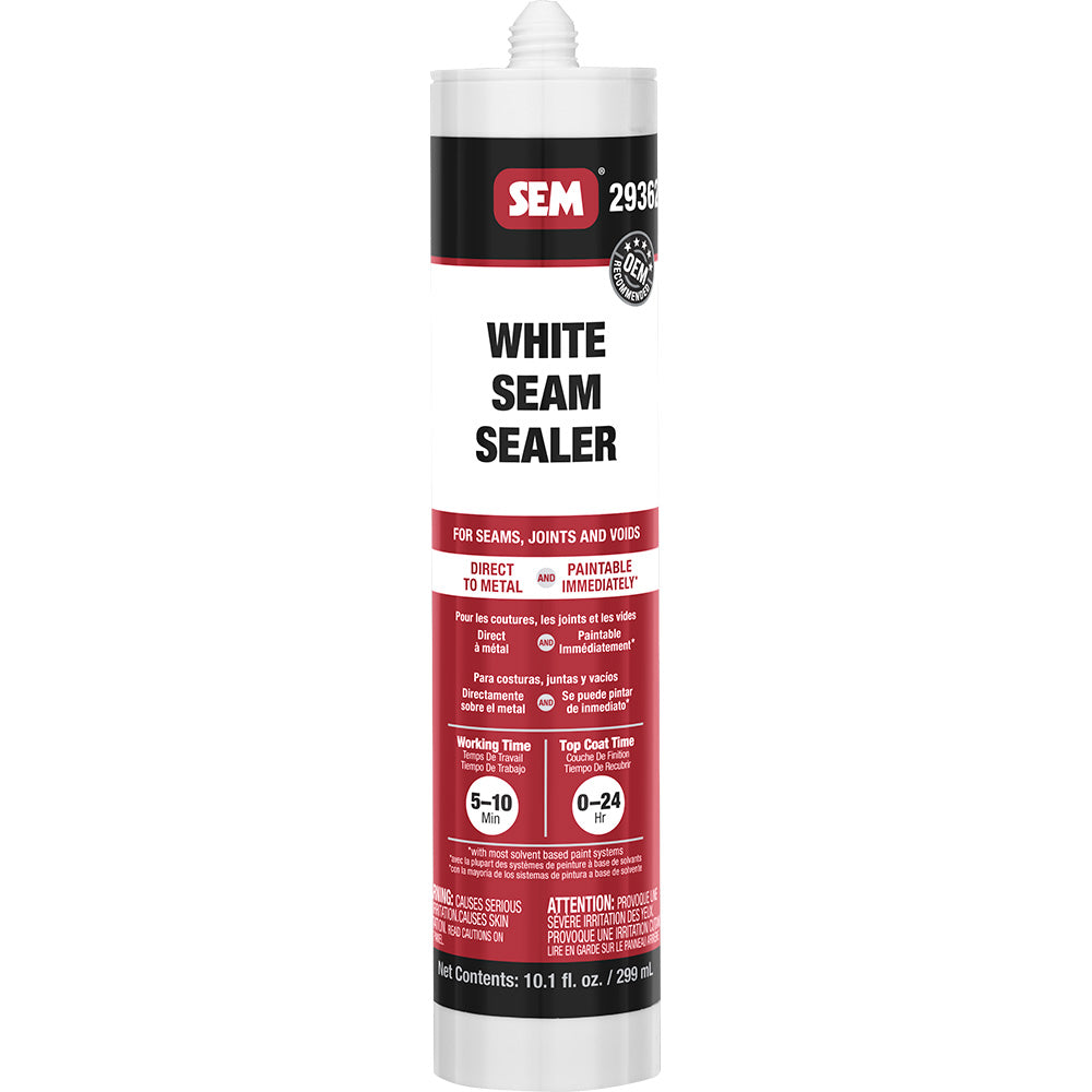SEM 1K Seam Sealer 10.1 oz Tube - White for Automotive and Industrial Use