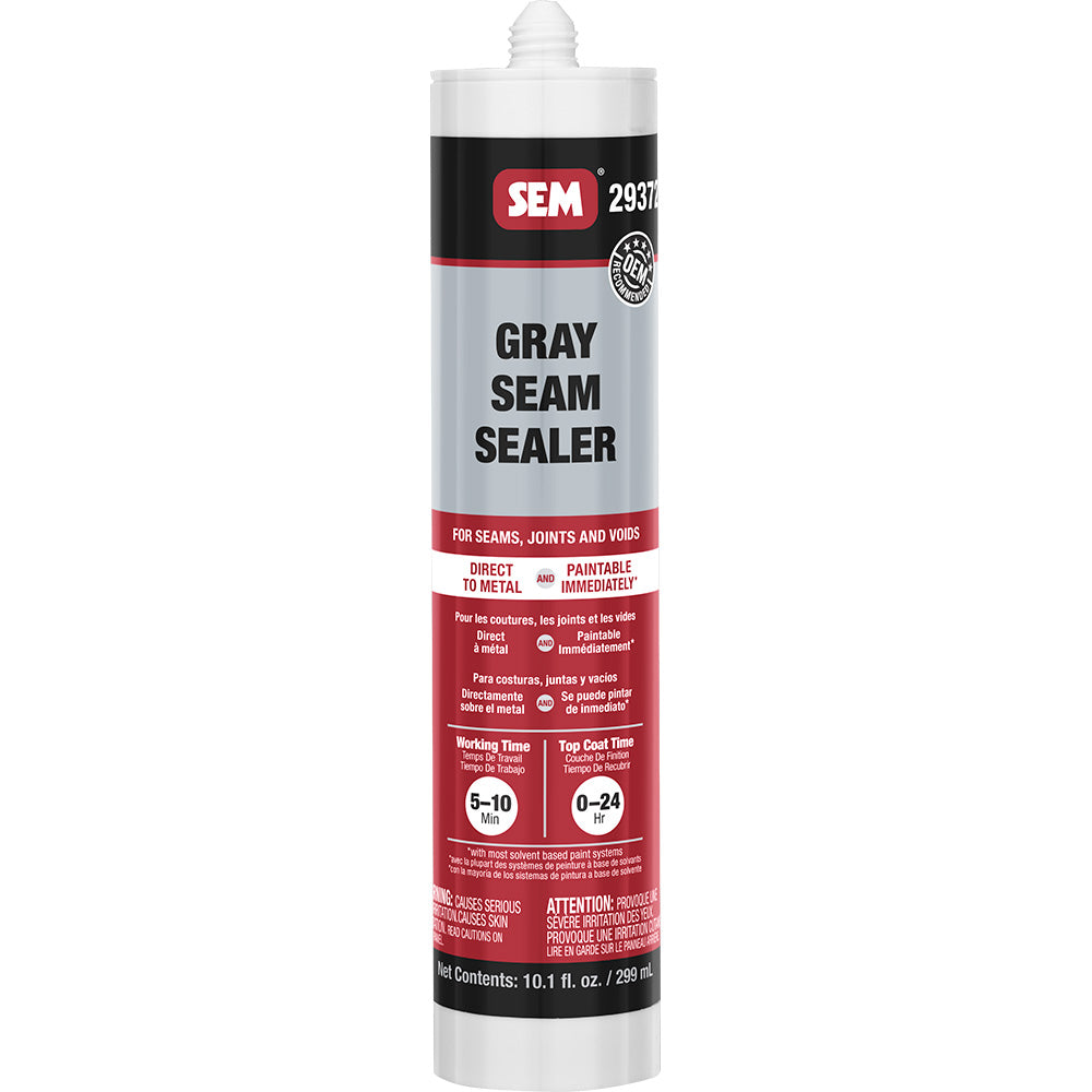 SEM 1K Seam Sealer 10.1oz Tube - Grey for Automotive Sealing and Repair