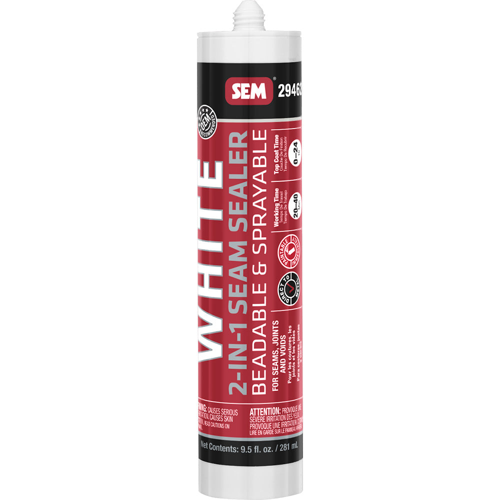 SEM 2-IN-1 Seam Sealer 9.5oz Tube White - High-Performance OEM-Recommended Sealant