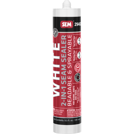 SEM 2-IN-1 Seam Sealer 9.5oz Tube White - High-Performance OEM-Recommended Sealant