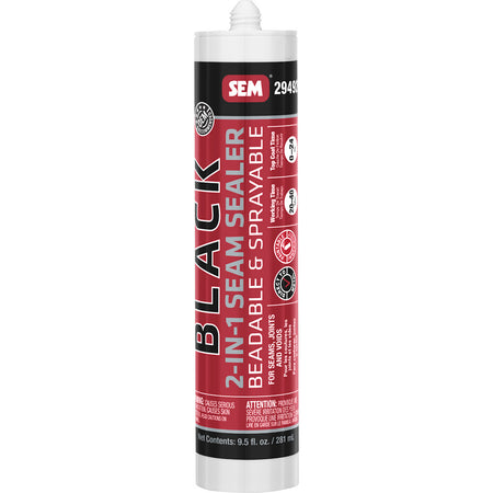 SEM 2-IN-1 Seam Sealer * 9.5 oz Black Tube for Interior and Exterior Applications