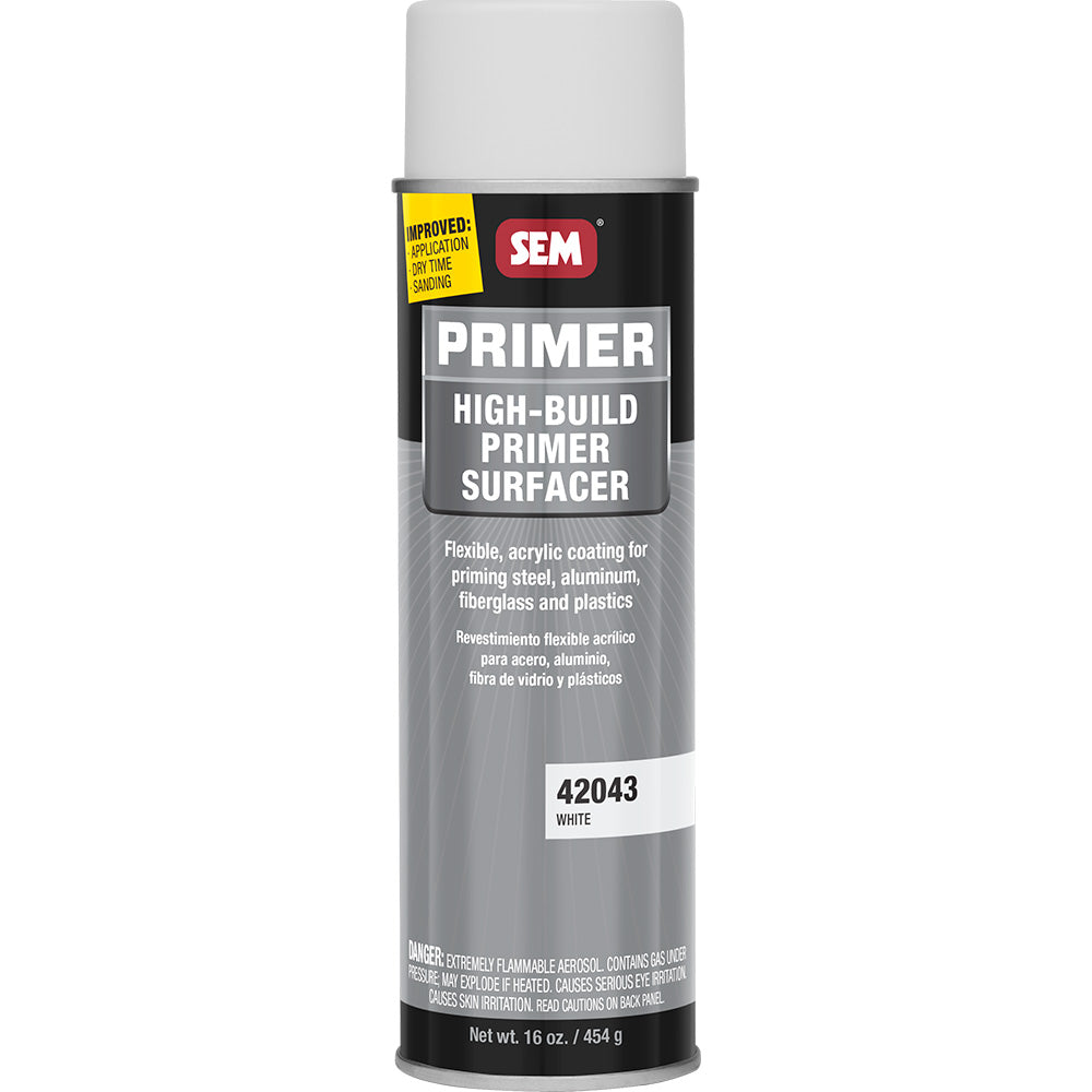 SEM High-Build Primer Surfacer - 20oz Aerosol Can - White for Automotive Refinishing