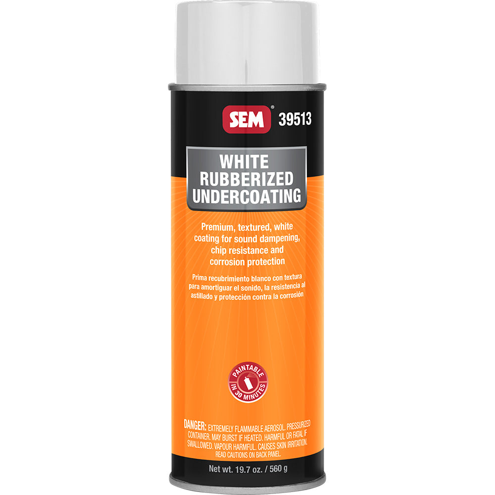 SEM Rubberized Undercoating 24oz Aerosol Can - White for Rust Protection and Sound Dampening