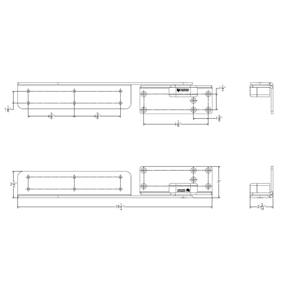 TACO Marine Command Ratchet Hinge - 18-1/2 inch Polished 316 Stainless Steel with Hard Stop