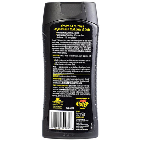Meguiar's Ultimate Black Plastic Restorer - 12oz for Exterior Plastic, Vinyl, and Rubber Trim